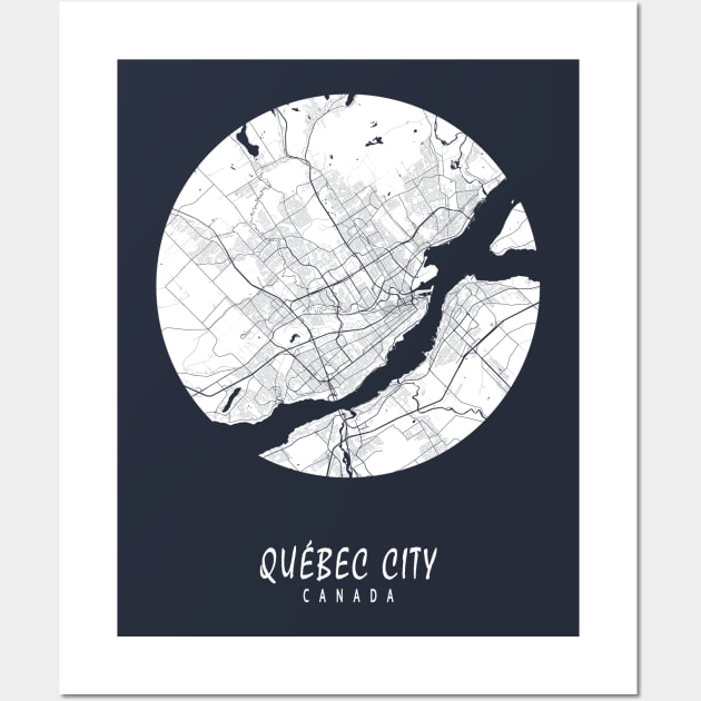 Quebec, Canada City Map - Full Moon Wall Art by deMAP Studio